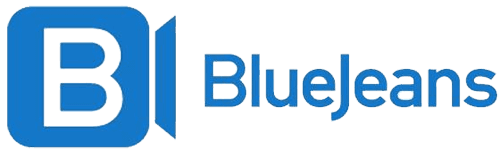 BlueJeans logo featuring a blue "B" and camera icon, representing video conferencing software branding.