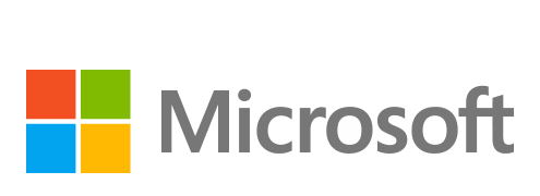 Microsoft logo with colorful square icon, representing technology and software.