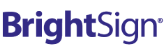 BrightSign logo in bold purple text, representing digital signage solutions and media player technology branding.
