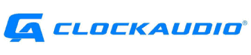 Clockaudio logo, blue text with stylized "CA" design, professional audio equipment branding.