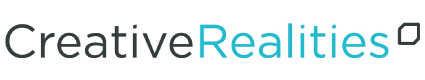 Creative Realities logo, modern design, sleek typography, black and blue colors, digital branding, visual identity.
