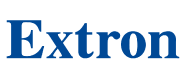 Extron logo in blue text, representing AV technology and solutions company branding.