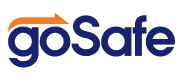 goSafe logo with orange arrow and blue text, emphasizing safety and security.