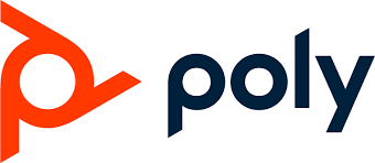Poly logo, orange and black design, telecommunications branding, modern corporate identity, technology company emblem.