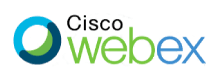 Cisco Webex logo featuring blue and green circular design for video conferencing and online collaboration solutions.